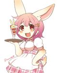  artist_request carrying furry pink_hair rabbit short_hair toraneko_(38) waitress 