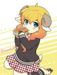  artist_request blue_eyes eating furry school_uniform sheep toraneko_(38) 