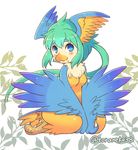  aqua_hair artist_request bird blue_eyes furry short_hair toraneko_(38) wings wings_ears 