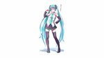  aqua_eyes aqua_hair hatsune_miku long_hair skirt takouji thighhighs tie twintails vocaloid zettai_ryouiki 