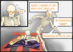  &lt;3 2016 animated_skeleton bed blush bone dialogue embarrassed english_text male male/male nude papyrus_(undertale) racecar_bed sans_(undertale) skeleton speech_bubble text undead undertale unknown_artist video_games 