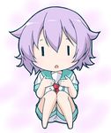  chibi commentary_request kantai_collection knees_up masaki_itsuki neckerchief open_mouth purple_hair school_uniform serafuku short_hair short_sleeves shorts simple_background solid_eyes solo tama_(kantai_collection) |_| 
