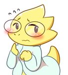  1girl alphys artist_request black_eyes blush chibi furry glasses labcoat reptile undertale 