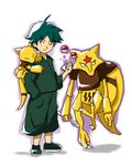  1boy abra green_hair kadabra npc_trainer poke_ball pokemon pokemon_(game) pokemon_gsc psychic_(pokemon) robe spoon torigarasi 