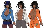  black_hair bra breasts cole_(ninjago) dark_skin genderswap genderswap_(mtf) hat jumpsuit large_breasts miniskirt multiple_views ninjago police police_uniform policewoman prison_clothes shimotsuki_kitsune shirt skirt the_lego_group unbuttoned underwear uniform unzipped variations 