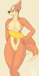  anthro anthrofied breasts female floatzel hand_on_hip looking_at_viewer nintendo pcred566 pok&eacute;mon simple_background smile solo standing video_games 