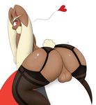  balls big_butt blush butt clothed clothing digital_media_(artwork) feral girly lagomorph legwear lingerie looking_back lopunny male mammal nintendo pandashorts pok&eacute;mon rabbit red_eyes simple_background smile solo stockings thick_thighs underwear video_games white_background wide_hips 