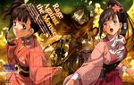  2girls absurdres arao_hideyuki highres ikoma_(kabaneri) japanese_clothes koutetsujou_no_kabaneri multiple_girls mumei_(kabaneri) official_art steampunk tsuranuki_zutsu yomogawa_ayame 