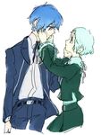  1boy 1girl aqua_hair blue_hair couple megami_tensei persona persona_3 shin_megami_tensei sutei_(giru) yamagishi_fuuka yuuki_makoto 