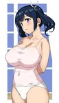  bare_shoulders blue_hair blush breasts camisole huge_breasts hyouju_issei kantai_collection long_hair panties solo souryuu_(kantai_collection) twintails underwear 