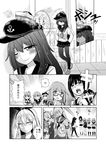  akatsuki_(kantai_collection) amatsukaze_(kantai_collection) bangs comic fubuki_(kantai_collection) greyscale hibiki_(kantai_collection) ikazuchi_(kantai_collection) inazuma_(kantai_collection) kantai_collection long_hair mochizuki_(kantai_collection) monochrome multiple_girls object_on_head one_eye_closed pantyhose parody sakamoto_desu_ga? school_uniform serafuku shimakaze_(kantai_collection) smile sparkle tonari_(ichinichime_azuma) translated yukikaze_(kantai_collection) 