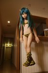  bikini boots cosplay creepy floating green_hair horns inazuma_eleven_(series) inazuma_eleven_go kariya_masaki lum lum_(cosplay) mannequin no_humans photo shiny_hair swimsuit tiger_print urusei_yatsura 