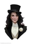  1girl black_hair blue_eyes bowtie bust dc_comics flower formal hat portrait simple_background smile solo top_hat waistcoat zatanna_zatara 