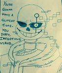  animated_skeleton bone chappietriggerhappy clothed clothing cputale english_text glitch hoodie male markings not_furry sans_(undertale) skeleton skull smile text undead undertale video_games 