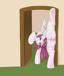  2015 anus blossomforth_(mlp) butt door equine female feral flexible friendship_is_magic hair hi_res hooves inside looking_at_viewer mammal multicolored_hair my_little_pony pegasus pepperoach pussy smile solo two_tone_hair underhoof wings 