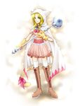  bad_id bad_pixiv_id blonde_hair crossdressing devout dress final_fantasy final_fantasy_ix jizhizhu long_hair male_focus otoko_no_ko seer solo thighhighs white_background white_mage zidane_tribal 