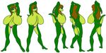  big_breasts blue_eyes breasts brown_hair clothed clothing female hair huge_breasts hyper hyper_breasts lizard reptile samantha_brooks sarcolopter scalie simple_background standing topless white_background 