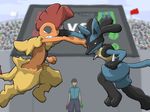  drawfag fight lucario nintendo pok&eacute;mon punch scrafty video_games 