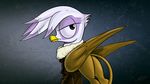  2015 avian beak brown_feathers clothing dori-to equine feathered_wings feathers female feral friendship_is_magic fur gilda_(mlp) grey_background gryphon hair hi_res looking_at_viewer mammal my_little_pony simple_background solo white_feathers wings yellow_beak 