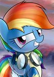  2016 abstract_background blue_fur clothing dori-to equine eyewear feathered_wings feathers female feral friendship_is_magic fur goggles hair looking_at_viewer mammal multicolored_hair multicolored_tail my_little_pony pegasus portrait purple_eyes rainbow_dash_(mlp) rainbow_hair rainbow_tail smile solo uniform wings 