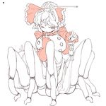  animal_ears buttons chiyoshi_(sevendw) dress frilled_dress frills hair_ribbon insect_girl kurodani_yamame looking_at_viewer minigirl monster_girl mouse_ears mouse_tail multiple_girls nazrin ribbon spider_girl spider_legs tail touhou 