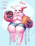  big_breasts breasts chest_tuft claws clothing female guide_lines huge_breasts ni_jikan nintendo pok&eacute;mon pokepuff shorts simple_background sitting slightly_chubby solo tuft video_games zangoose 