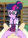  animated blush book breasts clothing equestria_girls eyewear female first_person_view glasses hair hair_bun human library looking_at_viewer male male/female mammal my_little_pony navel spectre_z twilight_sparkle_(eg) 