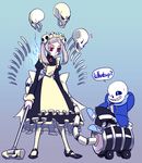  1girl bloody_marie_(skullgirls) crossover papyrus_(undertale) red_eyes sans skullgirls solo twintails undertale vacuum 