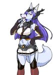  anthro arm_stockings blue_eyes blue_fur canine clothing female fox fur hair kazuhiro kemono leggings legwear long_hair mammal purle_hair sleeves solo 