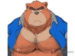 animated bear blush breathing brown_fur clothing fur jacket kemono kotobuki live2d male mammal nipples slightly_chubby solo 