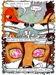  2016 anthro canine comic dialogue drugs duo english_text female fox fur hair male mammal nude open_mouth teeth text tongue triadfox 