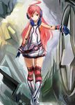  ahoge android belt boots conjaku dress gloves headphones kneehighs long_hair pink_hair red_eyes robot_joints sf-a2_miki smile socks solo star striped striped_gloves striped_legwear thighhighs vocaloid wrist_cuffs 