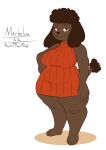  absurd_res anthro brown_body brown_fur canid canine canis domestic_dog female fur hi_res mammal maybeline_(toonarscontent) poodle simple_background smug solo tagme toonarscontent 