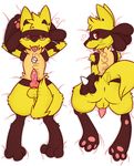  &lt;3 2016 alternate_color animal_genitalia animal_penis anthro anus backsack balls blush butt canine canine_penis colored dakimakura_design digital_media_(artwork) edit erection eyes_closed eyewear fan_character fur glasses hair hand_on_butt hi_res holding_butt inviting knot looking_at_viewer lucario lying male mammal nintendo on_back open_mouth pawpads paws penis piercing pok&eacute;mon presenting presenting_hindquarters raised_tail rear_view red_eyes shugo shugowah shugowah_(character) smile solo spikes spread_legs spreading tail_between_legs tongue tongue_out tongue_piercing video_games yellow_fur 