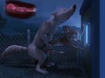  anal anal_penetration animal_genitalia animal_penis anthro canine canine_penis detailed_background disney fan_character fox harry_(zootopia) internal knot male male/male mammal outside penetration penis reach_around sex virtyalfobo wolf zootopia 