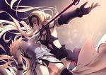  armor armored_dress black_panties blonde_hair breasts chain dual_persona fate/apocrypha fate/grand_order fate_(series) gloves jeanne_d'arc_(alter)_(fate) jeanne_d'arc_(fate) jeanne_d'arc_(fate)_(all) jh long_hair medium_breasts multiple_girls panties skirt smile sword underwear weapon yellow_eyes 