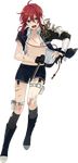  armor black_gloves black_legwear blue_eyes boots gloves holster injury japanese_armor kneehighs kunimitsu male_focus official_art open_clothes open_mouth red_hair shinano_toushirou shoulder_armor sode solo thigh_holster torn_clothes torn_gloves torn_legwear touken_ranbu 