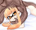  all_fours bottomless butt cephalopod clothed clothing crying dark_skin duo faceless_male female from_behind_position hair human humanoid inkling male mammal marine mask nintendo nude orange_eyes orange_hair penetration rom専 sex shirt simple_background size_difference splatoon squid tears tentacles thrusting video_games white_background young 