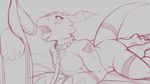  bed collar conditional_dnp digimon duo guilmon leash lying male male/male monochrome on_front open_mouth penis petplay roleplay scalie scappo simple_background sketch solo_focus spread_legs spreading tongue tongue_out 