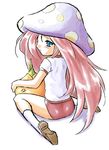  blue_eyes breath_of_fire breath_of_fire_ii dr.p hat long_hair mushroom_girl peco_(breath_of_fire) pink_hair school_swimsuit solo spar swimsuit 