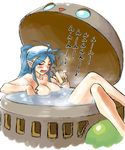  bath bathing blue_hair breasts breath_of_fire breath_of_fire_iv closed_eyes deis dr.p ershin large_breasts long_hair nude partially_submerged towel towel_on_head 