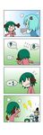  &gt;_&lt; /\/\/\ 4girls 4koma =_= absurdres anger_vein animal_ears aqua_hair blush_stickers chibi closed_eyes comic counting dress flapping floppy_ears flying_sweatdrops ghost_tail gradient gradient_background green_dress green_hair hair_bobbles hair_ornament hands_on_hips hat hat_ribbon highres kasodani_kyouko kisume lightning_bolt multiple_girls o3o o_o open_mouth plate puffy_short_sleeves puffy_sleeves rakugaki-biyori ribbon short_sleeves silent_comic snort soga_no_tojiko spoken_ellipsis tail tatara_kogasa tearing_up tears touhou twintails wavy_mouth 