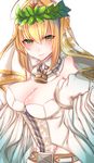  ahoge belt blonde_hair breasts chain cleavage fate/extra fate/extra_ccc fate/grand_order fate_(series) green_eyes large_breasts lock nero_claudius_(bride)_(fate) nero_claudius_(fate)_(all) shisei_(kyuushoku_banchou) veil white_sleeves 