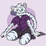  clothing cute feline junga legwear male mammal notebook pants pen scar shirt socks stealthnachos stripes tiger white_tiger 