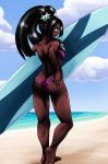  aria_blaze ass beach bikini black_girl black_hair dark_skin ebony equestria_girls my_little_pony purple_eyes swimsuit twintails very_dark_skin 