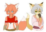  armband armwraps canine clothing concon-collector crossgender dawnlight_fox_gekka duo female fox gyoukounokitsune_sousou japanese_clothing jewelry kimono kyuuri male mammal necklace robes wraps 