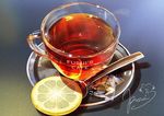  cup drink food fruit fusui glint lemon lemon_slice liquid no_humans original realistic saucer signature spoon tea teabag teacup transparent 