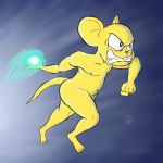  abstract_background action_pose angry anthro bloodshot_eyes dragon_ball dragon_ball_super fur male mammal mouse nude penis penis_base pose quitela rodent scowl sharp_teeth solo source_request teeth unknown_artist yellow_fur 