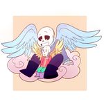  angeltale animated_skeleton bone boots clothed clothing cloud footwear jacket le-poofe male not_furry pants papyrus_(undertale) sans_(undertale) skeleton smile undead undertale video_games wings 