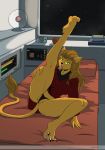  anthro bed clothed clothing feline female looking_at_viewer m&#039;ress mammal panties pussy smile solo spacecraft spread_legs spreading star_trek tongue tongue_out underwear vehicle yawg 